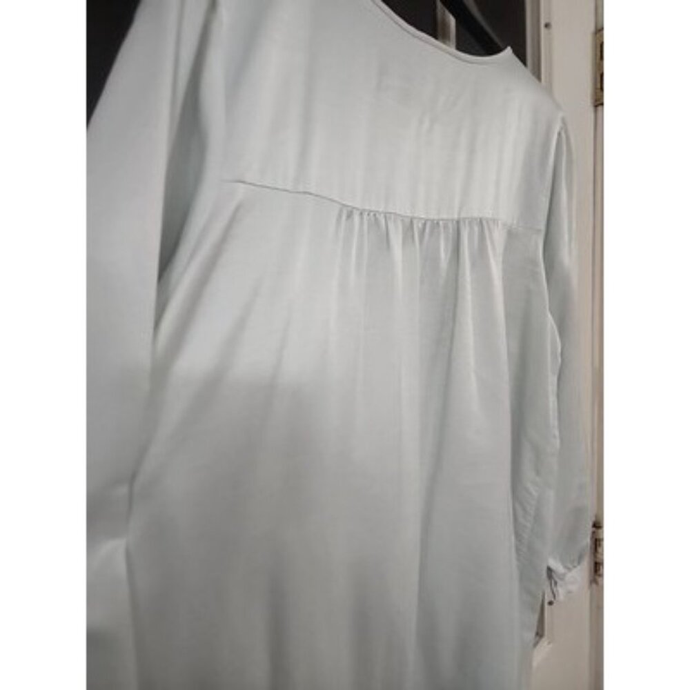 Beautiful Bridal‎ Mint Green Satin Nightgown with Pink Embroidery Vintage Dress - Picture 10 of 16